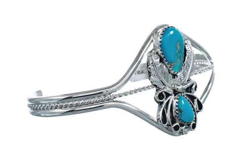 Native American Genuine Sterling Silver Turquoise Stone Cuff Bracelet AX126713